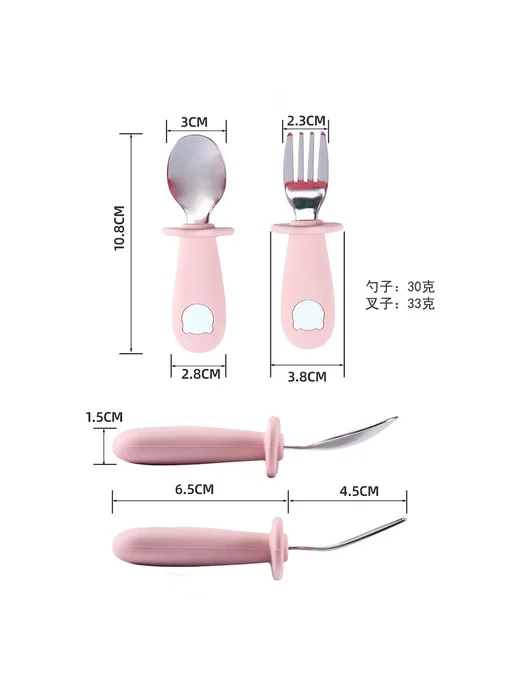 MIGITOS Силиконовые ложки и вилки в форме панды для малышей pink, розовый, фото 6