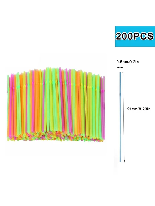ZOMASOU Соломинки для напитков Multicolor-200PCS, 200 шт