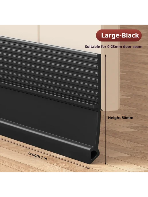 TFAAI Уплотнительная лента для дверей 1 м Черный, B Large Bl, 1 м