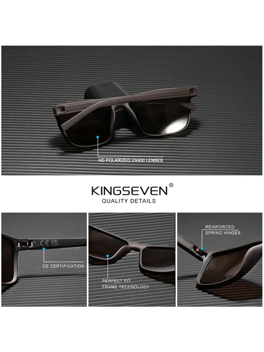 KingSeven Поляризованные Солнцезащитные Очки для женщин и му, черный, фото 4