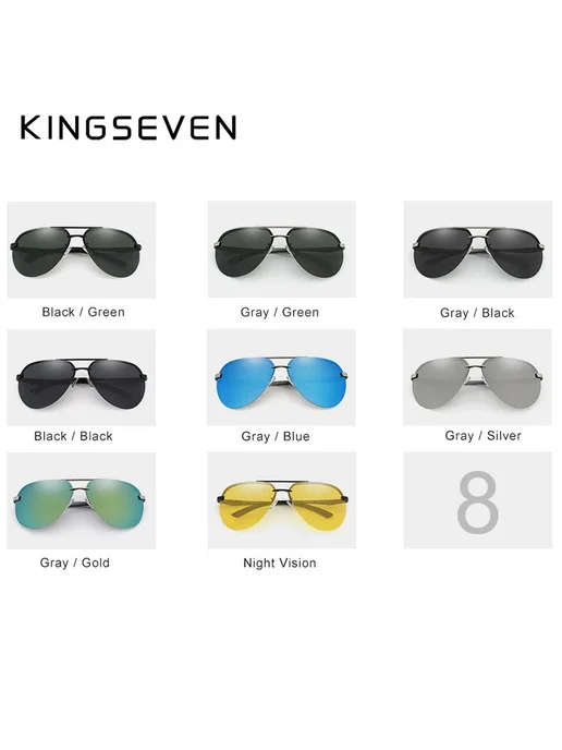 KingSeven Солнцезащитные очки, черный, серые линзы, черный, фото 4