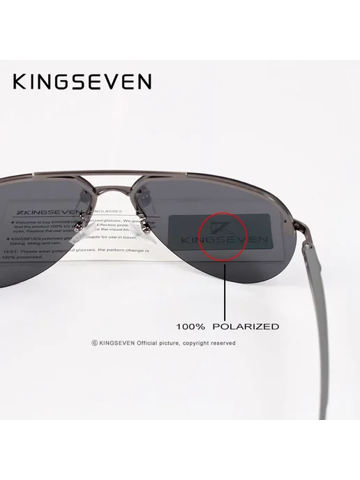 KingSeven Солнцезащитные очки, черный, серые линзы, черный, фото 6