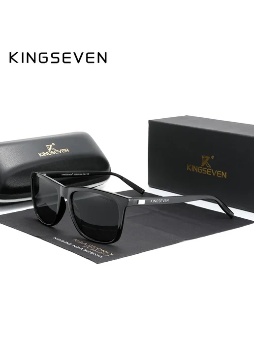 KingSeven 7557 Солнцезащитные очки алюминиевая оправа Black, черный, фото 2