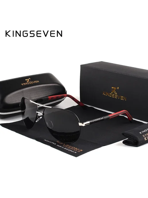 KingSeven Солнцезащитные очки N725F4 Silver Red, серебристый, фото 2