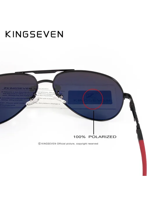 KingSeven Солнцезащитные очки N725 для мужчин Silver Black, черный, фото 4