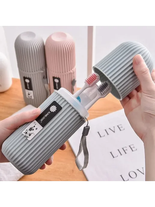 Футляр для зубной щетки Travel, белый + 2шт розово-белый, Портативный Dental Storage 2p, фото 3
