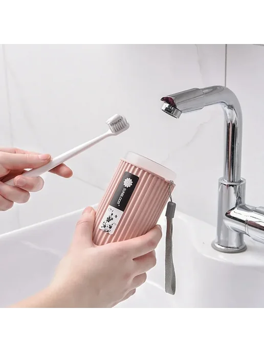 Футляр для зубной щетки Travel, белый + 2шт розово-белый, Портативный Dental Storage 2p, фото 4