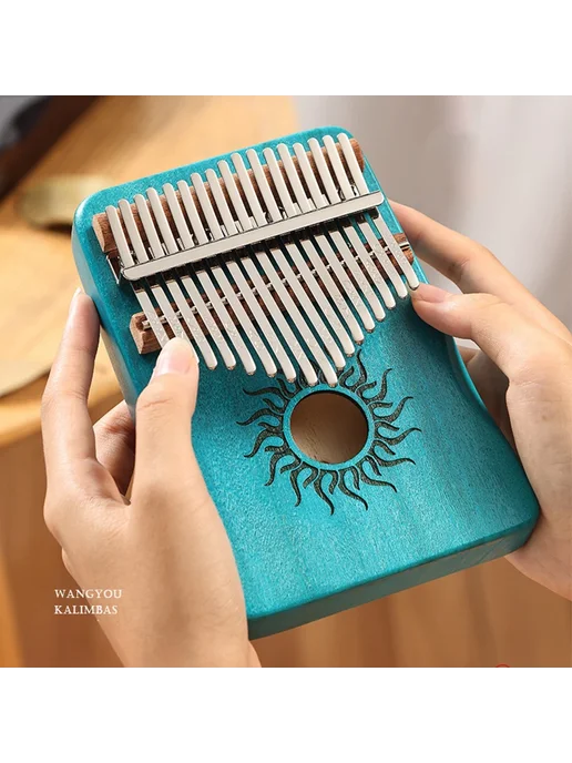 Нет бренда Калимба Hluru 17 21 клавишная из клена Зеленый, green 21 key, синий, фото 4
