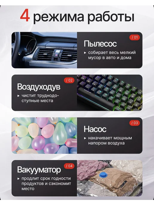 Zeppill Пылесос для автомобиля аккумуляторный, черный, фото 3