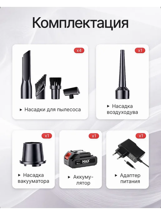 Zeppill Пылесос для автомобиля аккумуляторный, черный, фото 7