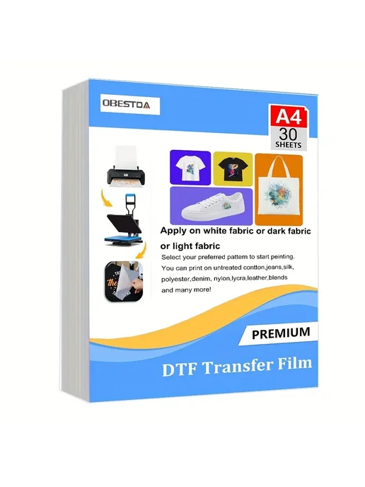 Нет бренда Бумага для DTF-переноса A4, матовая, двусторонняя, из ПЭТ-пл, вариант