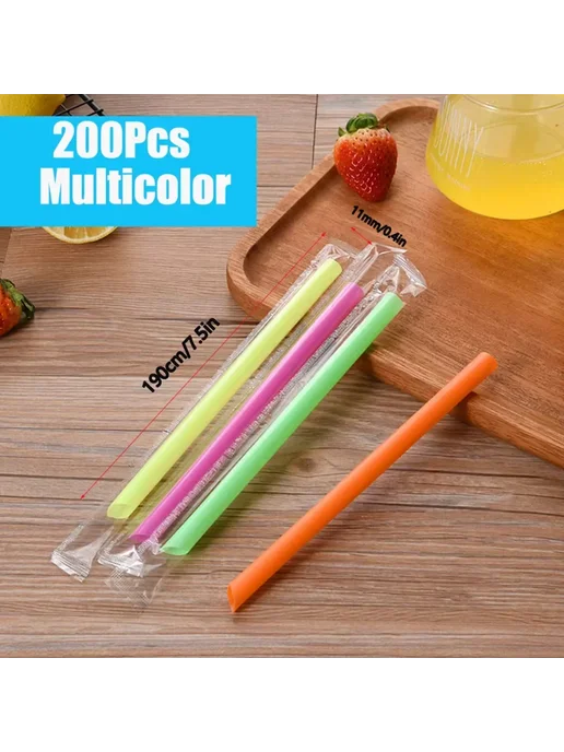ZOMASOU Большие белые пластиковые соломинки 100Pcs (11mm) Co, 200 шт