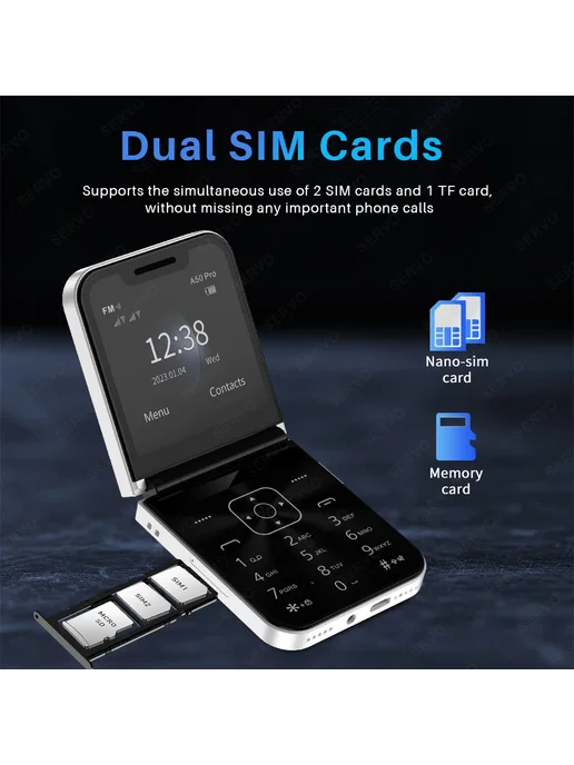 SERVO Сотовый Телефон-раскладушка A50 Pro С Двумя SIM-картам, серый, фото 3