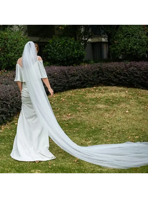 Нет бренда Свадебная фата из полиэстера White 2 Layers, белый, фото 2