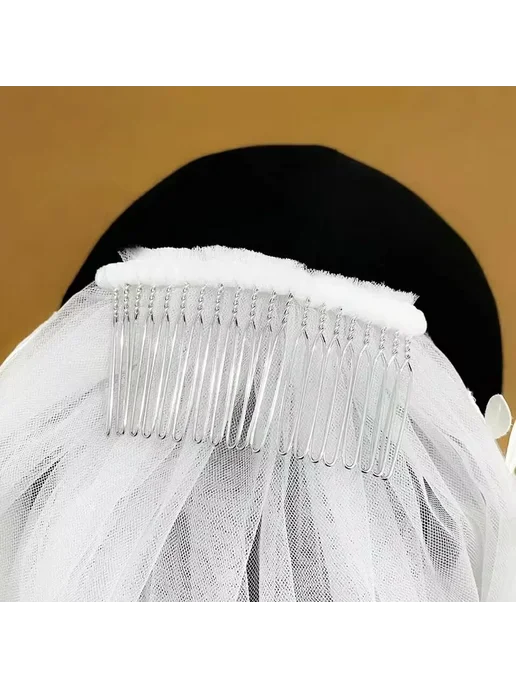 Нет бренда Свадебная фата из полиэстера White 2 Layers, белый, фото 3
