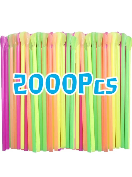 ZOMASOU Цветные соломинки-ложки 100Pcs Spoon Straws, 100 шт, фото 2