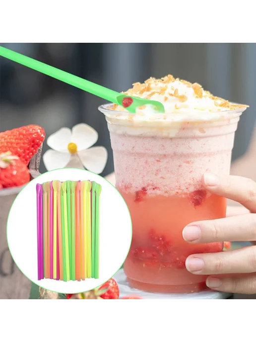 ZOMASOU Цветные соломинки-ложки 100Pcs Spoon Straws, 300 шт, фото 6