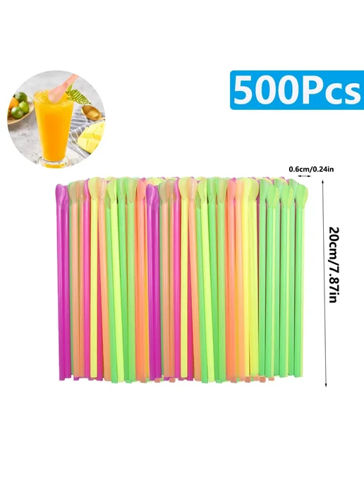 ZOMASOU Цветные соломинки-ложки 100Pcs Spoon Straws, 500 шт
