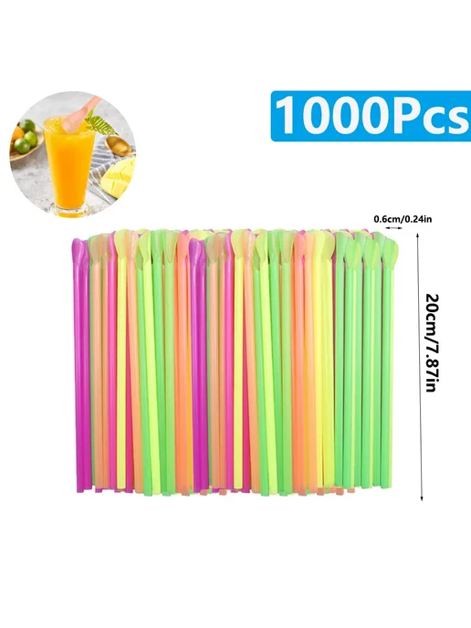 ZOMASOU Цветные соломинки-ложки 100Pcs Spoon Straws, 1000 шт
