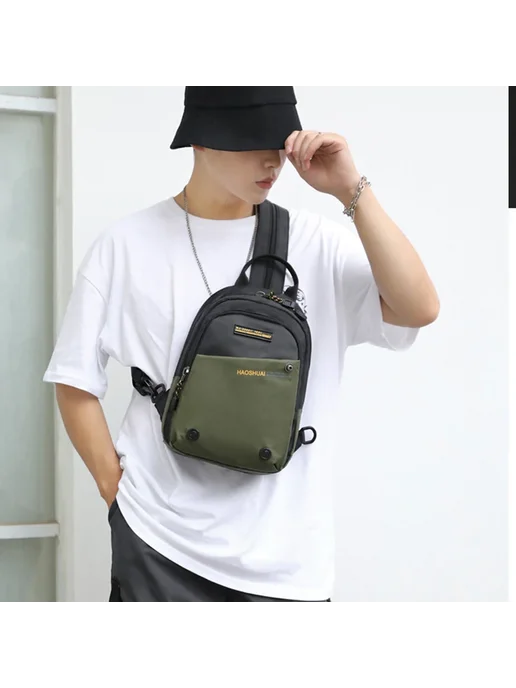 Haoshuai Мужской рюкзак Army Green, малый размер, зеленый, фото 7