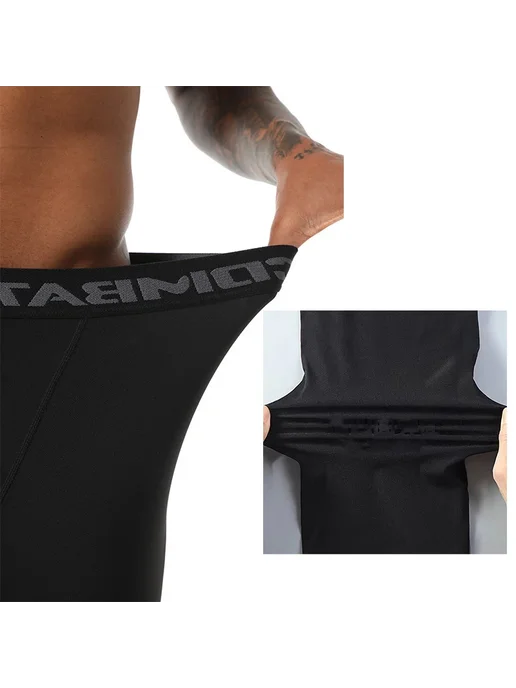 YOUONGWEAR Мужские Компрессионные Тайтсы Для Бега, Быстросохнущие Легги, черный, фото 4