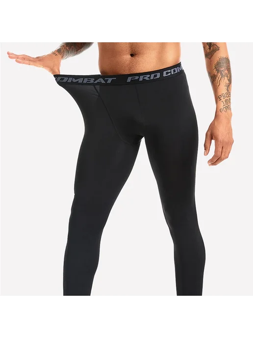 YOUONGWEAR Мужские Компрессионные Тайтсы Для Бега, Быстросохнущие Легги, черный, фото 5