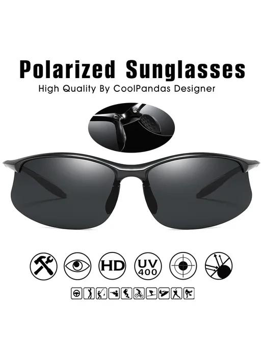 COOLPANDAS Поляризованные солнцезащитные очки Black-Black, черный, фото 6