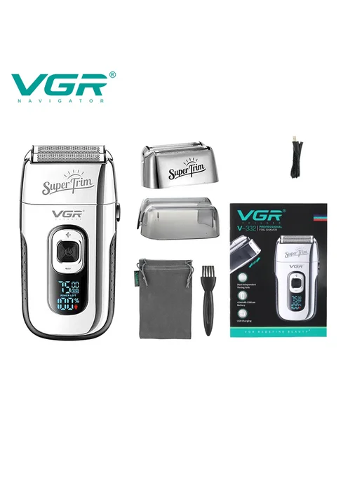 VGR Электробритва Super Trim 332 silver USB, серебристый