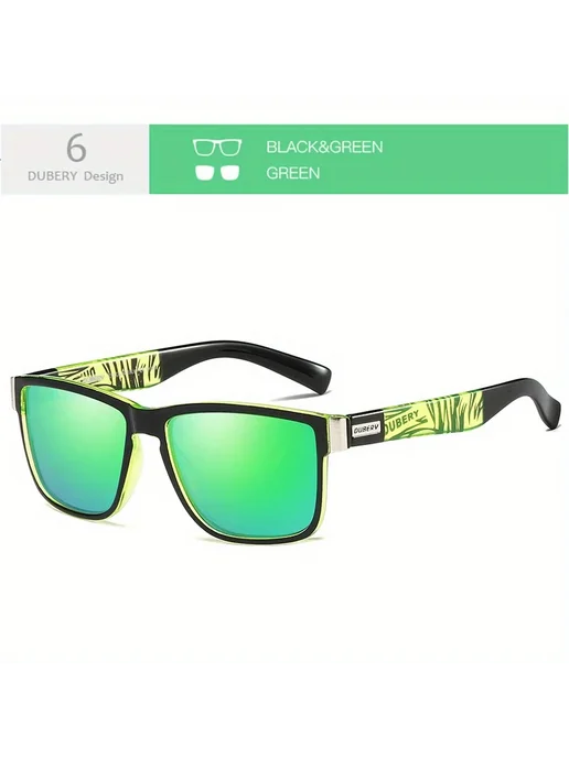 Dubery Солнцезащитные очки Black&Green, Green6, черный