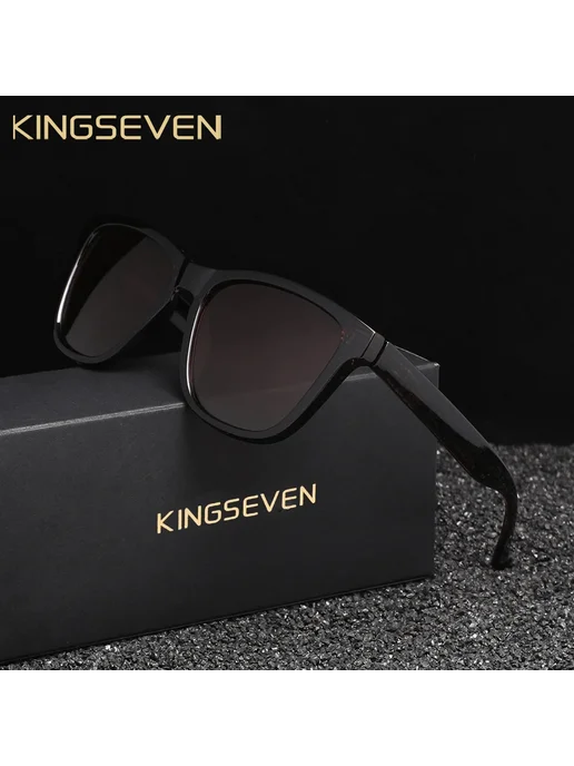 KingSeven Retro TR90 Поляризованные солнцезащитные очки Gun, черный, фото 2