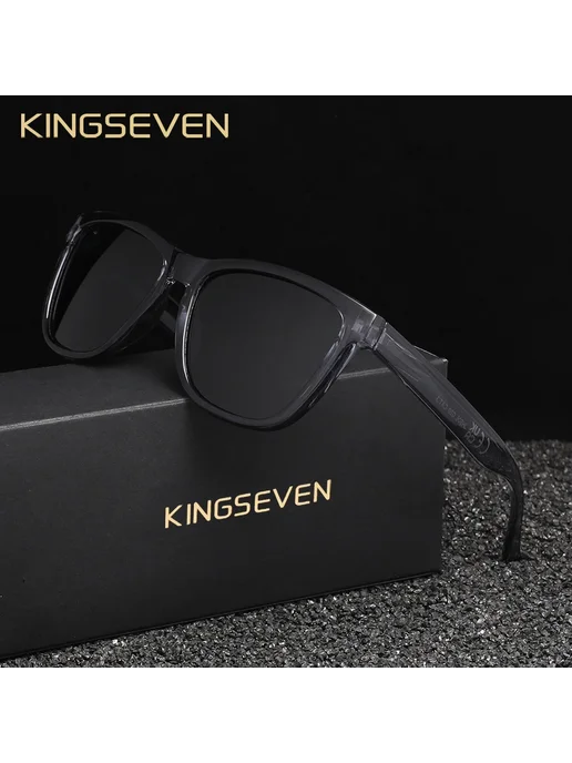 KingSeven Retro TR90 Поляризованные солнцезащитные очки Gun, черный, фото 3