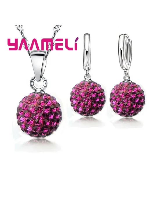 YAAMELI Ювелирный набор розовый цирконий Fuchsia 1, розовый
