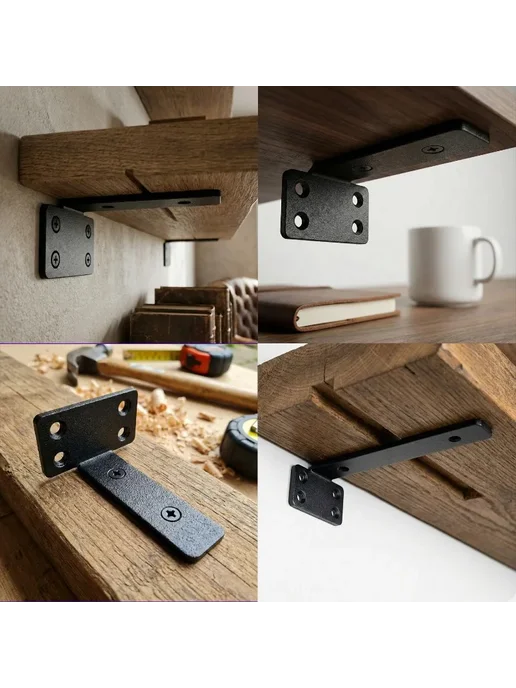 Нет бренда Металлические черные кронштейны для полок 3.5x10x6.5cm, черный, фото 5