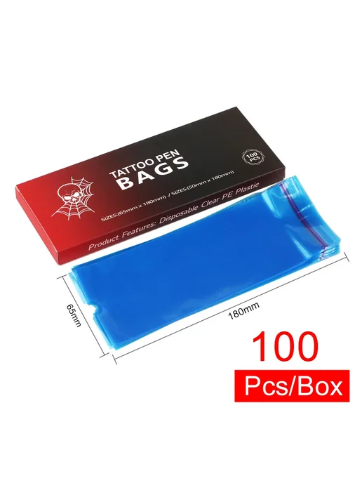 Одноразовые пакеты для тату-машинок, Blue, 100 шт, 100 шт