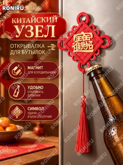 Магнитная открывалка для бутылок с декором, вариант