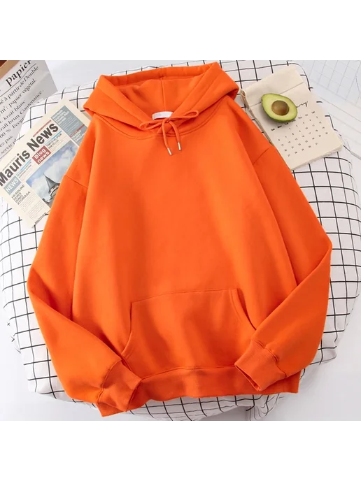 teekossc Женская толстовка осенне-зимняя свободная однотонна, фиолетовый, фото 5