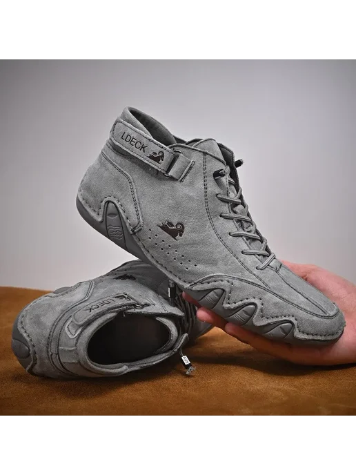 BIG RUNNING Мужские ботинки, повседневная мотоциклетная зимняя обувь 202, серый, фото 4