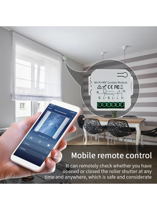 ammtoo Tuya Умный Wi-Fi Выключатель для Штор 2200W 1Curtain 1Contro, 2200 Вт, фото 4