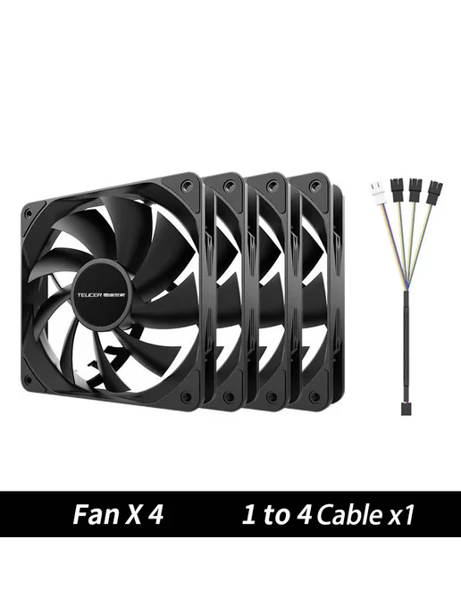 Teucer B12025 120 мм корпус ПК вентилятор Белый, 4PCS Fan Wh, 4 шт, черный