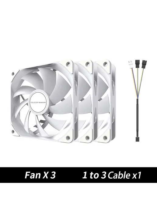 Teucer B12025 120 мм корпус ПК вентилятор Белый, 4PCS Fan Wh, 3 шт, белый