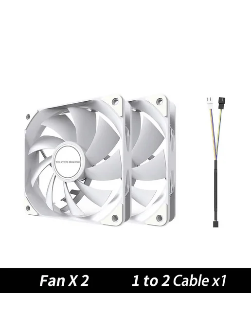 Teucer B12025 120 мм корпус ПК вентилятор Белый, 4PCS Fan Wh, 2 шт, белый