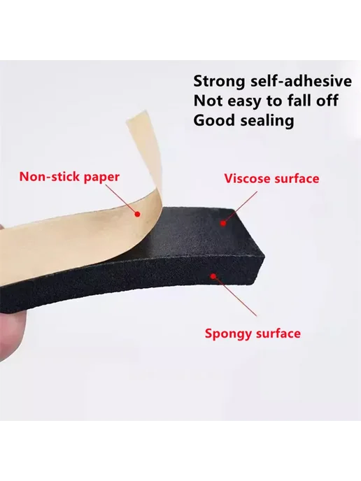 Нет бренда Самоadhesive black EPDM rubber seal strip 2x10mm 10m 5mm x 3, черный, фото 6