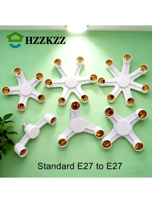 Нет бренда Адаптер патрона E27 2-в-1 3-в-1 4-в-1 5-в-1 6-в-1 6in1, 6in1, фото 2