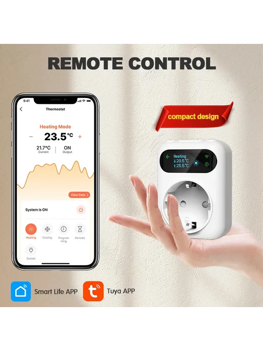 EZAIOT Умная Розетка-термостат Tuya WIFI 16А С Дистанционным Управл, вариант, фото 6