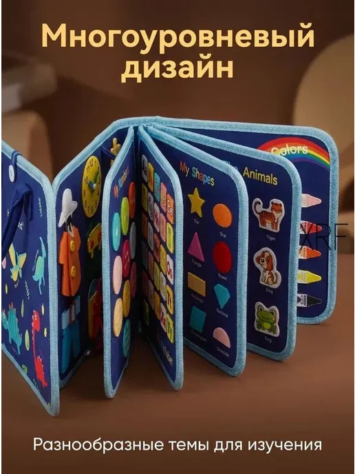 Мягкий текстильный бизиборд Монтессори, вариант, фото 5