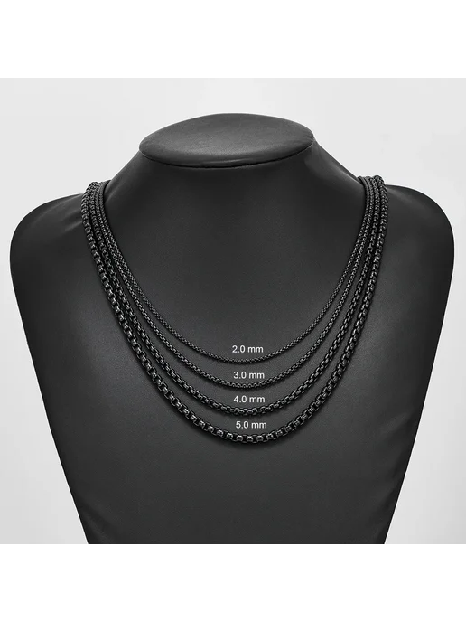 DAIPAN Цепочка из нержавеющей стали черная HC0012 5.0MM Black, 45c, черный