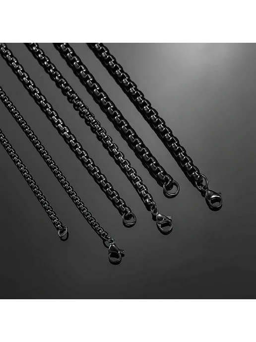 DAIPAN Цепочка из нержавеющей стали черная HC0012 5.0MM Black, 45c, черный, фото 4