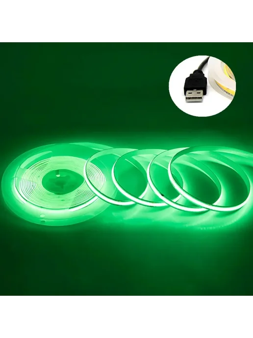 USB Светодиодная Лента COB 320LEDs m для Освещения Yellow, 5, зеленый