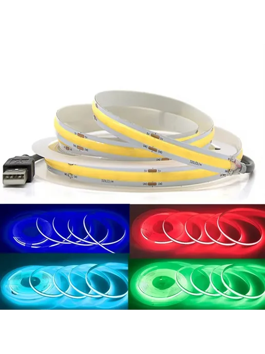 USB Светодиодная Лента COB 320LEDs m для Освещения Yellow, 5, желтый, в упаковке 77 г, фото 2