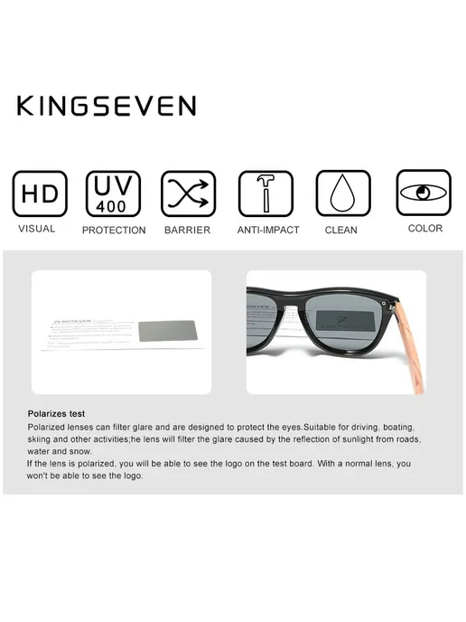 KingSeven Солнцезащитные очки из дерева Бубинга Green bubing, зеленый, фото 5